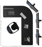 Chihein PU Leather L-Shaped Desk Mat 61" x 80.7" x 23.6" Black - Image 2