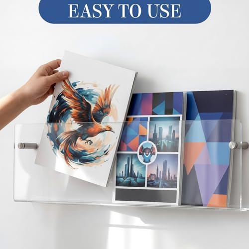 6 Pack Clear Acrylic Magazine Holder Wall, Brochure, 17 Inch - Image 4
