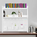 Clamp On Desk Organizer Shelf with Pegboard, 2 Tier Office Desk Shelves Organizer, 40" W x 37.4" H Desktop Bookshelf Storage for Home Dorm Office - Image 2