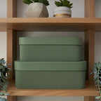 Decorative Storage Boxes with Lids - Set of 2 Fluted Photo Organizer Bins - Image 7