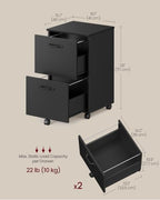 VASAGLE 2-Drawer File Cabinet, Small Rolling Filing Cabinet - Image 2