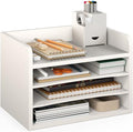 Ballucci File Organizer, 4-Tier Office Desk Organizer, Open Top Wood Paper Organizer for Classroom, Mail Sorter Paper Tray with Adjustable Storage Shelves, White by Ballucci