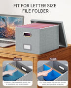 2 Pack File Storage Organizer, Filing Box, Portable File Box with Lid, Fit for Letter/Legal File Folder Storage, Document Organizer, Gray - Image 4