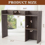Briwooody Dorm Desk Bookshelf Desk Hutch Organizer with 5 Shelves and 3 Tier Desktop Hutch Storage Organizer for College Dorm Home Office Supply, 32.5 x 23.5 x 8 Inch(Grey) - Image 3