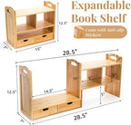 Eorbow Bamboo Desktop Bookshelf, Expandable Counter Bookcase, Storage Shelves Rack Organizer with Anti-Slip Pads, Cute Small Desk Display Cubby Top for Office Supplies, No Assembly Needed - Image 3