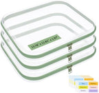 3 Pack Extra Large Clear Hard Shell Zipper Case with Labels by OrgEase