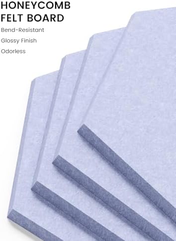 Fluxynara 8-Pack Hexagon Felt Bulletin Board Tiles, Soft Periwinkle - Image 3