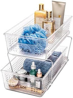 madesmart 2 Tier Organizer, Multi-Purpose Slide-Out Storage Baskets with Handles, Pack of 2, Plastic, Clear - Image 5