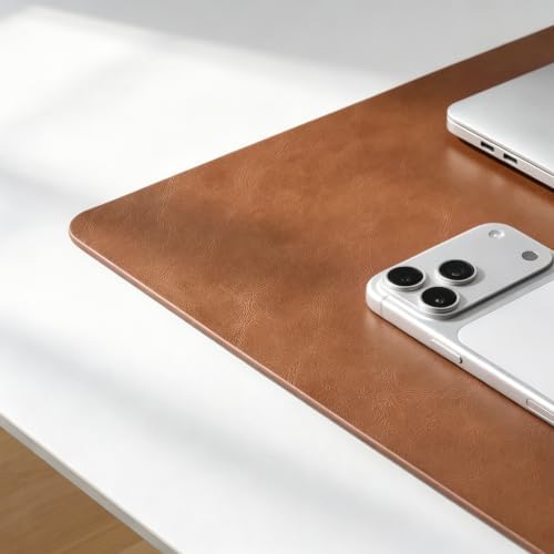 Nekmit Leather Desk Blotter Pad 34 x 17 Inches, Flat, Non-Slip, Waterproof, Brown - Image 3