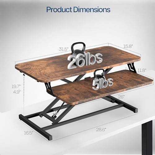 VIVO Rustic Vintage Brown 32 inch Standing Desk Riser, DESK-V000SN - Image 3