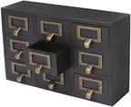 Kate and Laurel Apothecary Wood Desk Drawer Set, 9 Drawers, Rustic Black - Image 5