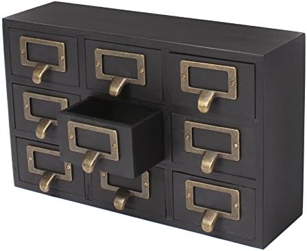 Kate and Laurel Apothecary Wood Desk Drawer Set, 9 Drawers, Rustic Black - Image 5
