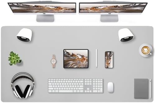 Bloss Large Desk Pad, 47.2" x 24" Desk Mat, Desk Pads on Top of Desks, Computer Mat Non-Slip, Desk Blotter Waterproof, Easy to Clean - Light Grey by Bloss