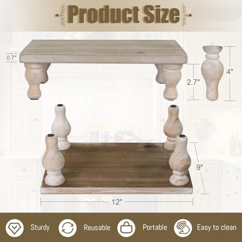 MAONAME Decorative Wood Display Risers, Washed White Wooden Pedestal Stand - Image 2