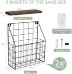 Mail Holder Magazine Basket 2Pack Black Wall Mount File Organizer Wood Rack - Image 3