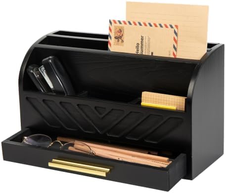 Wooden Desk Organizer with Drawer, Rustic Mail Holder & Office Storage by VERGOODR