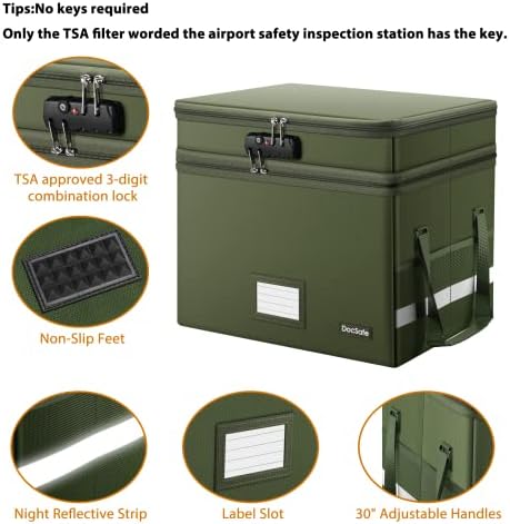 DocSafe File Box with Lock,Multi-Layer Fireproof Document Box Collapsible File Storage Organizer with Pockets/Handle,Portable Home Office Filing Cabinet for Hanging Letter/Legal Size Folders,Green - Image 4