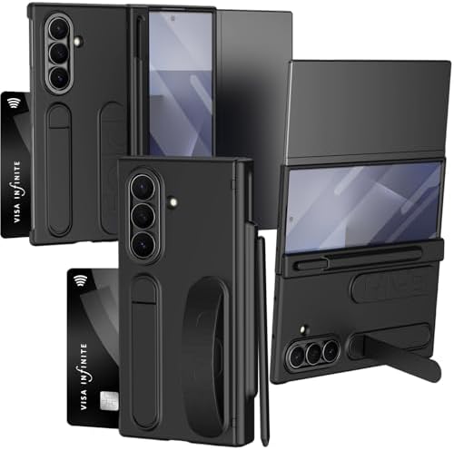 NINKI S Pen for Samsung Galaxy Z Trifold Case with Card Holder & Finger Strap,Shockproof Hinge Screen Protector + Wallet + Stand Handle Grip for Galaxy Z Trifold Phone Case with S Pen Holder Men Black by NINKISmartAccessories