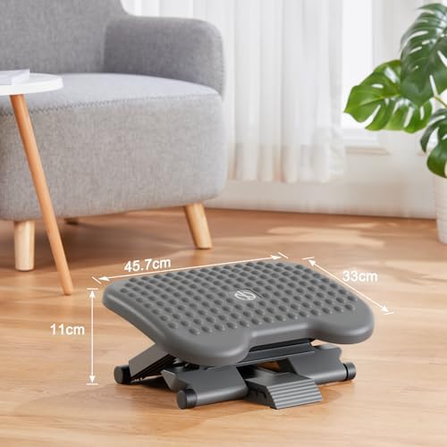 HUANUO Adjustable Foot Rest for Under Desk with 3 Height Position, Gray - Image 7