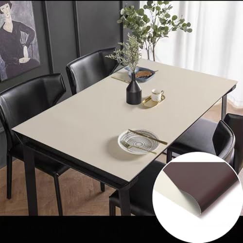 Leather Table Cover, Reversible Double-Sided, 1.8mm Thick, 24x60 Inch, Protector for Rectangular Tables, Waterproof & Oil Resistant for Dining Table, Office Desk, Dresser(Beige+Dark Brown) - Image 6