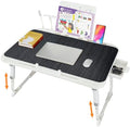 Laptop Desk for Bed, Adjustable Height Laptop Bed Table, Foldable Lap Desk with USB Charge Port, Desktop Card Slot, Side Drawer, Book Shelf, Portable Lap Tray for Eating Reading Working Sofa & Floor by CSYY