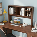 Tangkula Desktop Bookshelf, Countertop Storage Hutch with 4 Shelves for Computer Desk, Desktop 2-Tier Display Rack, Multipurpose Wood Desk Hutch Storage Organizer for Dorm Office Home (Walnut) - Image 5