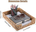 2 Pcs Water Hyacinth Letter Tray for A4 File Tray Desk Mail Letter-Size Paper Basket Woven Organizer Magazine Files Storage Basket Woven Desk TrayBasket Organizer for Office Bathroom Toilet Documents - Image 2