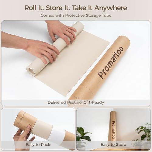 1.6mm Thick Leather 20x60 Inch Non-Slip Mat, Waterproof Countertop Protector, Large Kitchen Island Topper/Craft Worktable Mat, Creamy White - Image 3