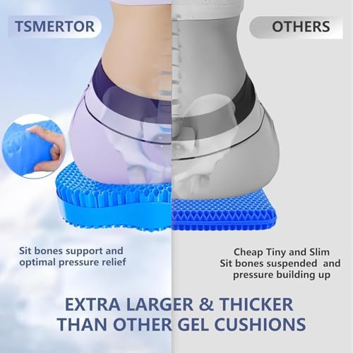 Gel Seat Cushion, Thicken Big Office Chair Cushion Chair Seat Pads for Long Sitting, Sciatica & Hip Pain Relief, Egg Seat Cushion for Wheelchair Car Office Home Travel Outdoor - Image 5