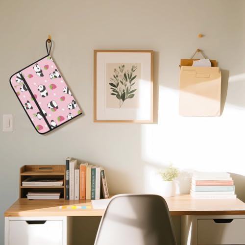 WEBEEDY Cute 13 Pockets Expanding File Folder Cute Panda and Strawberry Accordion File Organizer with 12 Color Labels and Zipper, Travel Portable Document Organizer for Photo Letter Receipt, A4 Size - Image 6