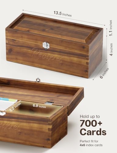 Tidita Large Wooden Recipe Box with Recipe Cards & Dividers (Walnut color) - Image 2