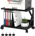 aboxoo Desktop Printer Stand with 2 Tier Wood Storage Shelves,Under Desk Printer Table,Multi-Purpose Home Office Desk Organizer for Fax Machine, Scanner (Black) by aboxoo