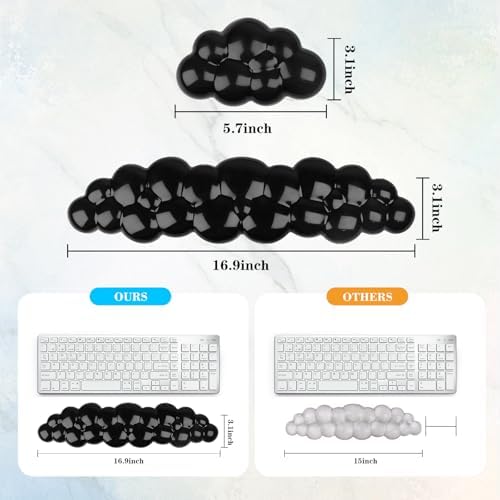 Gel Cloud Keyboard and Mouse Wrist Rest, Cute Wrist Support and Arm Support Keyboard Rest for Keyboard and Mouse Typing Pain Relief，Suitable for Office/Computer/Laptop/Gaming (Transparent Black) - Image 5