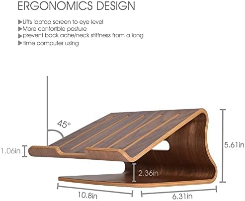 SAMDI Laptop Stand Wood, Wooden Cooling Computer Holder, Notebooks Desktop Mount for MacBook Air, Pro 13 15, iPad Pro 12.9, Dell XPS, Surface, Chromebook 11 to 17 (Walnut) - Image 6