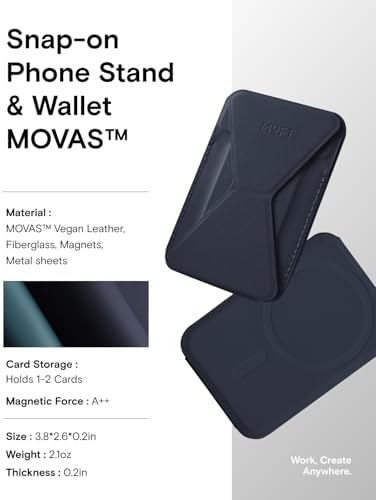 MOFT Magnetic Wallet Stand Compatible with iPhone 17/16/15/14/13/12 Series, Angle Adjustment & Magsafe Compatible MOVAS Phone Stand,Navy Blue - Image 6