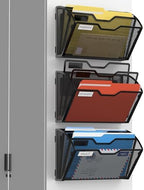 Docnest 3 Pack 3 Tier Dual-Mount Magnetic Mesh File Holders, Wall Organizer by DocNest