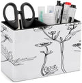 PU Leather Multi-Compartment Pen Holder Desktop Organizer Pencil Cup Storage Caddy for Office Home Supplies Wildflowers Line Drawn on Watercolor by Unknown