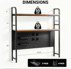 deli Desktop Shelf, Desk Hutch with Metal Pegboard, Black - Image 3
