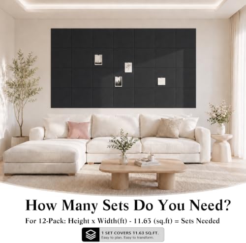48" x 36" Decorative Bulletin Boards, Large Cork Board Alternative | 50 Pushpins, 60 Adhesive Tabs, Solid-Tile 12-Pack Felt Wall Tiles, Cork Boards for Office Push Pin Board Felt Board, Black - Image 6
