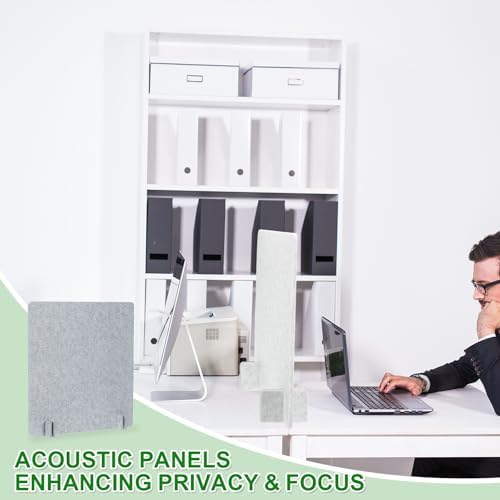 PATIKIL Desk Dividers 24" x 24", 1 Pack Desk Privacy Panel Freestanding Noise Reducing Partition Acoustic Panel with 4Pcs Support Feet for Testing Office Home Library, Cement Gray Style B - Image 6