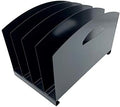 Huron Desktop File Organizer Vertical 4 Slot w/Handles, Black Steel by Huron