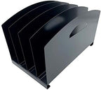 Huron Desktop File Organizer Vertical 4 Slot w/Handles, Black Steel by Huron