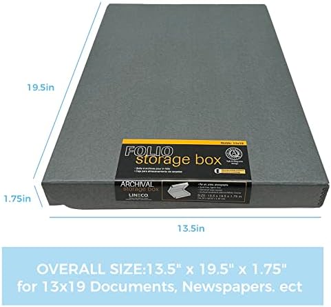 Lineco Clamshell Archival Storage Box, 13.5x19.5x1.75 Inch, Gray, Pack of 2 - Image 2