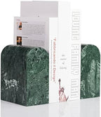 Koville Indian Natural Marble Bookends for Shelves, 13LBS Non-Slip Book Ends, Heavy Duty Marble Book Holders Organizer, Bookshelf Apartment Decor for Movies/CD/Video Games(Indian Green) by Koville