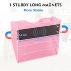 EASEPRES Magnetic 3 Pocket Mesh Hanging Wall File Organizer, Wall Mounted Mail Paper Document Folder Holder, Clipboard Storage Magazine Rack with Nametag Label for Office Home School, Pink - Image 2