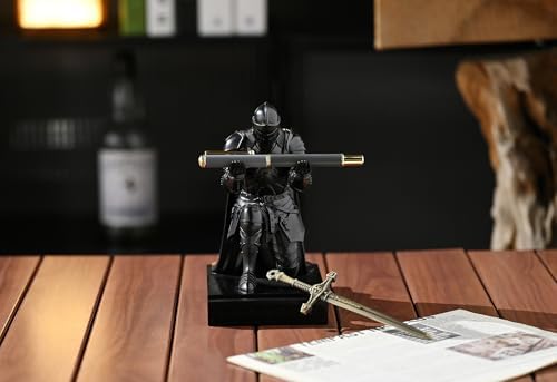 Medieval Armored Knight Pen Holder Figurine Paperweight Phone Stand Black - Image 6