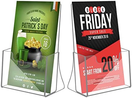 NIUBEE 6 Pack 8.5'' x 5.5'' Acrylic Bi-fold Brochure Holder,Clear Plastic Counter top Flyer Organizers - Image 5