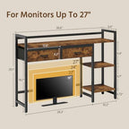 Desk Shelf with 2 Drawers, 38.5" Desk Hutch for Computer Monitor, 3 Tier Desk Display Rack, Desktop Bookshelf Storage Rack for Home Office Dorm - Image 2