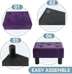 Poofzy Small Foot Stool Ottoman, Velvet Ottoman Foot Rest with Legs, Rectangle Foot Rest for Couch, Footstools and Ottomans Small for Living Room and Entryway (Purple) - Image 5