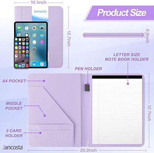 5 Pack Business Padfolio Portfolio Binder, Faux Leather Folio Folder, Resume Legal Document Organizer with Letter Size Writing Notepads (New Lilac/Light Purple 5 Pack) - Image 2
